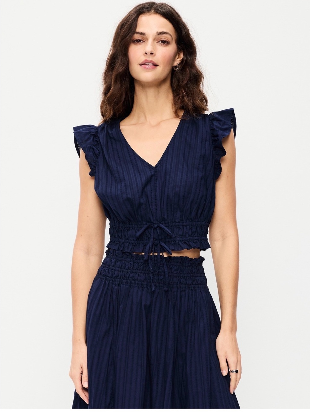 Old Navy Set - comes with V-Neck Ruffle Crop Top and Smocked Midi skirt